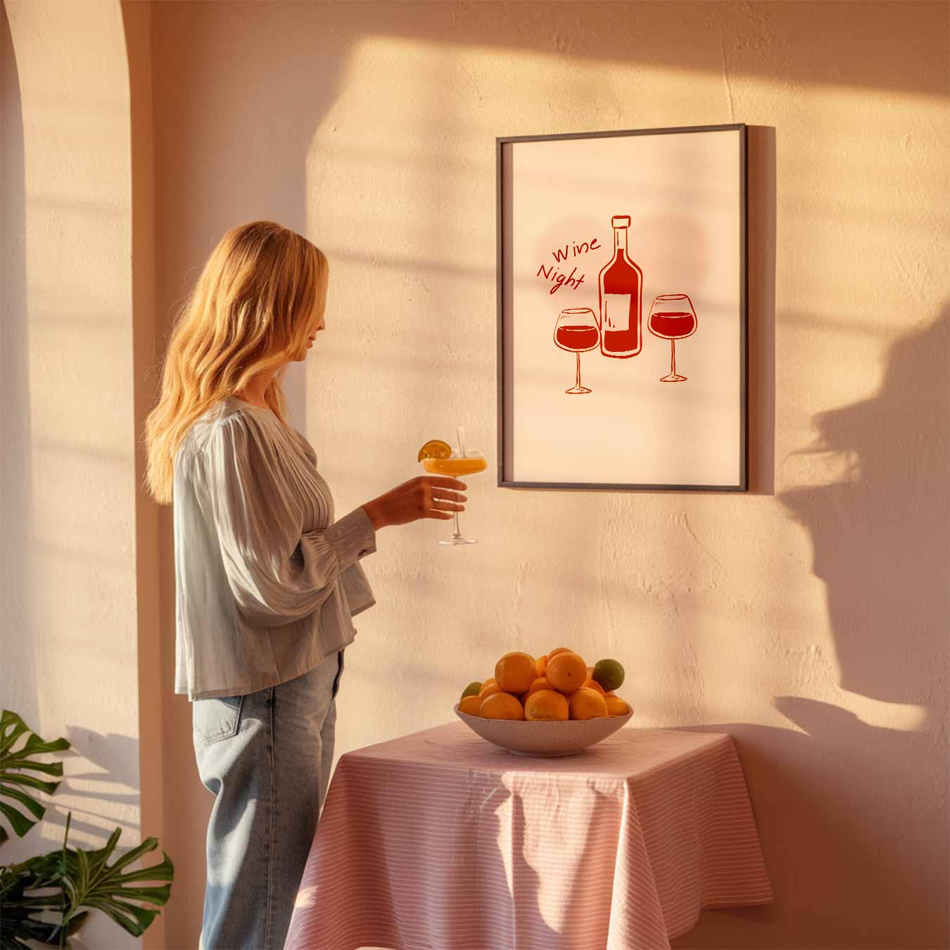 Wijnavond Illustratie Poster