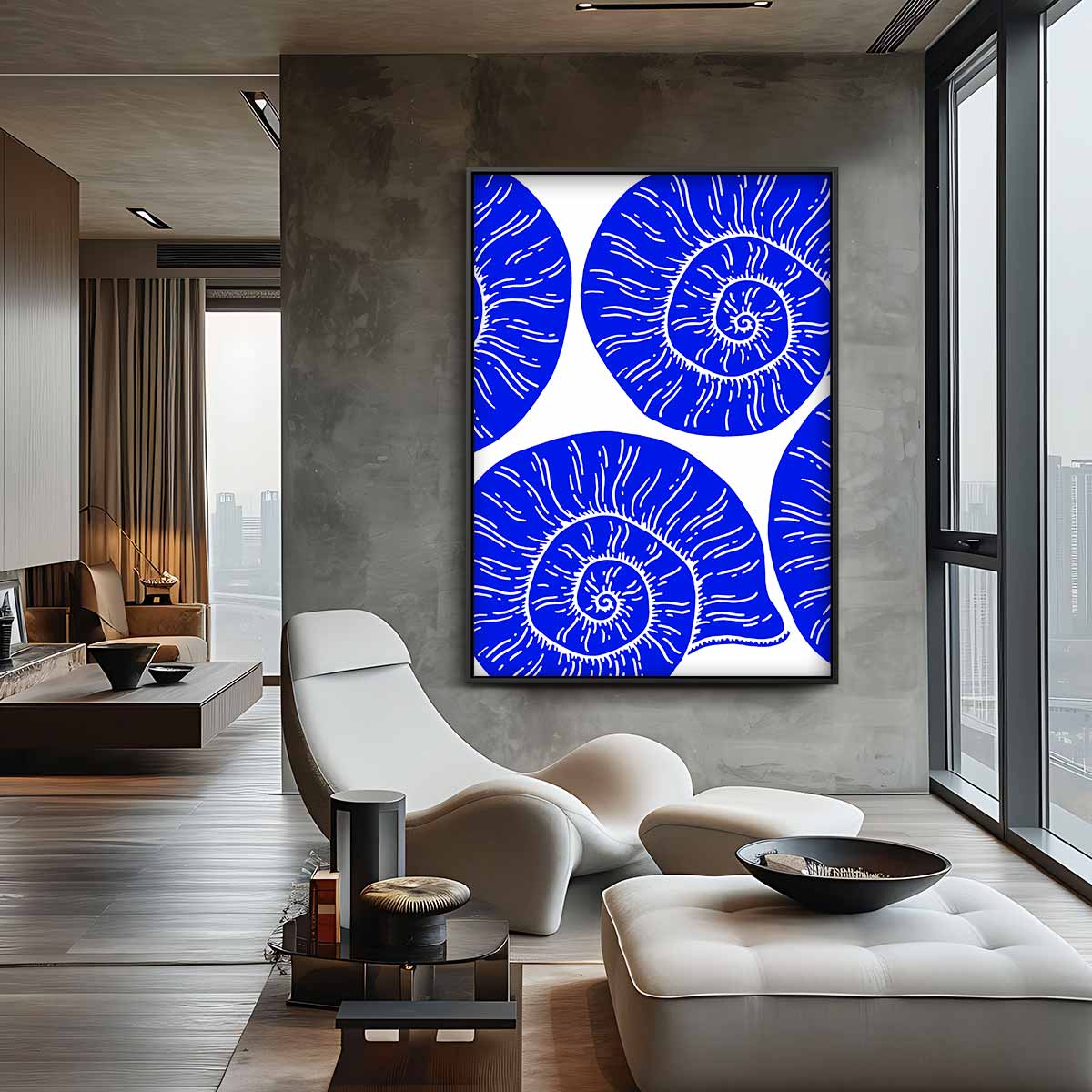 Blauwe Spiralen Kunstwerk-canvas-dibond-plexiglas-wanddecoratie-WallArtistic