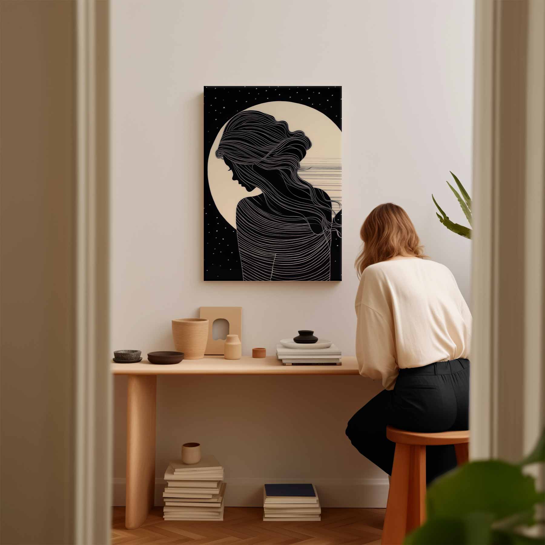 Mysterieuze Nachtsilhouette Kunstwerk-canvas-dibond-plexiglas-wanddecoratie-WallArtistic