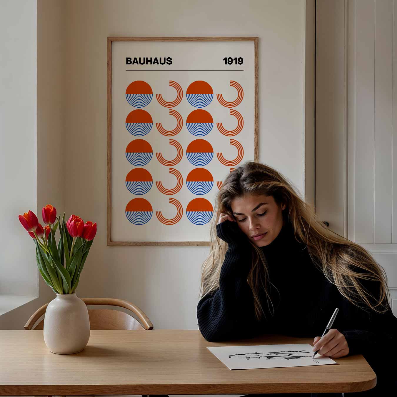 Bauhaus Stijl Vol Cirkel en Halve Cirkel Poster-WallArtistic