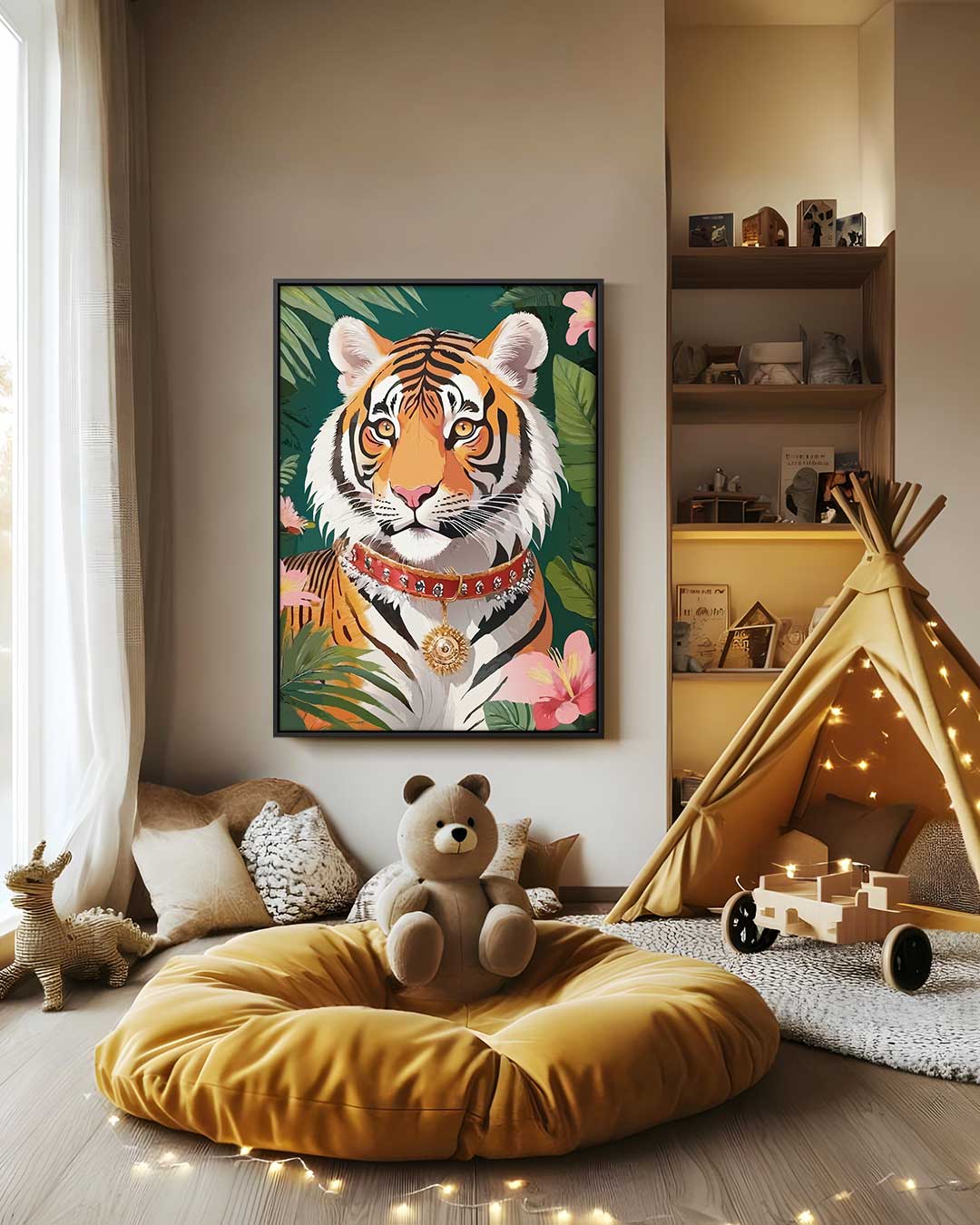 Koninklijke Tijger in de Jungle Kunstwerk-canvas-dibond-plexiglas-wanddecoratie-WallArtistic