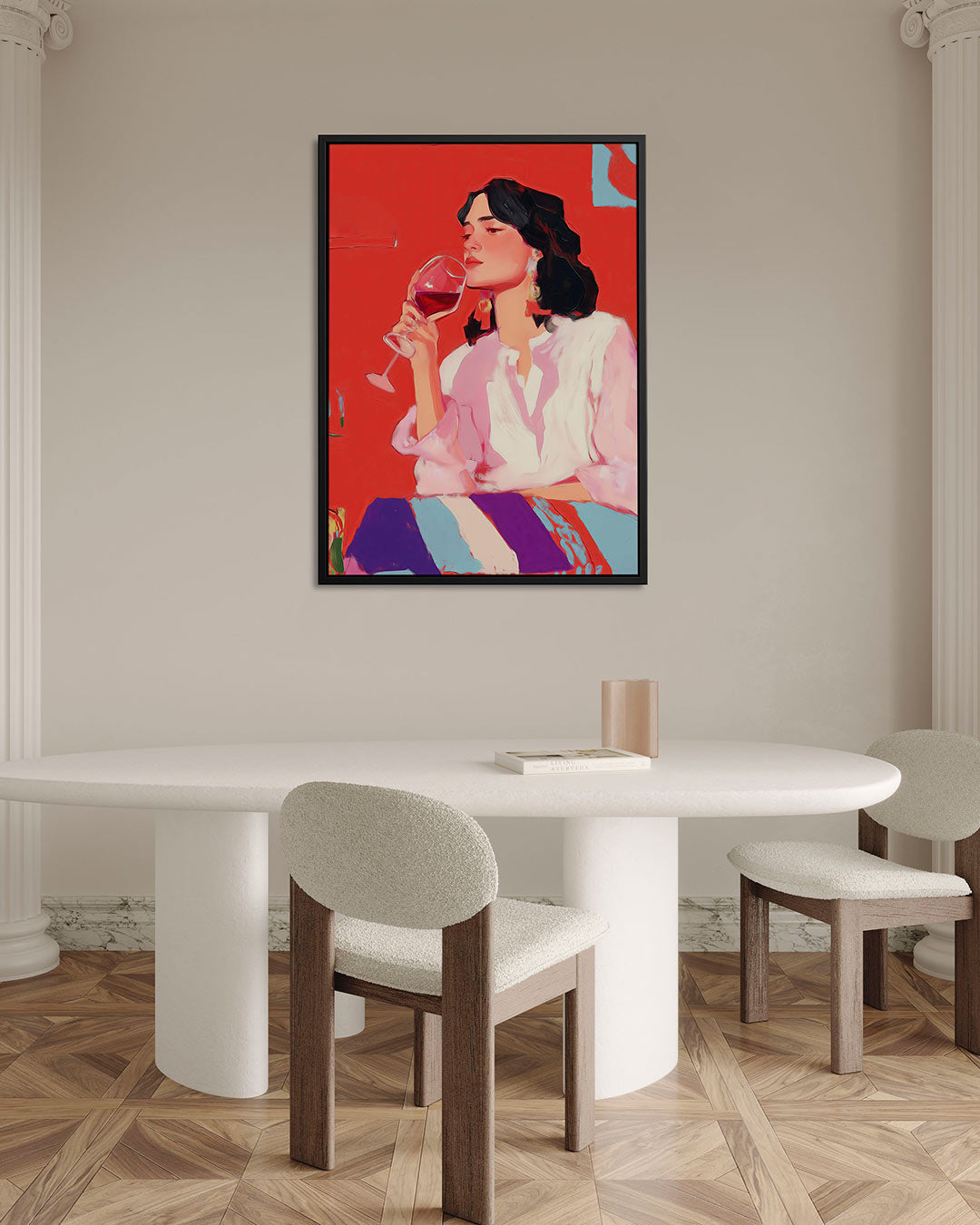 Vrouw met wijnglas Kunstwerk