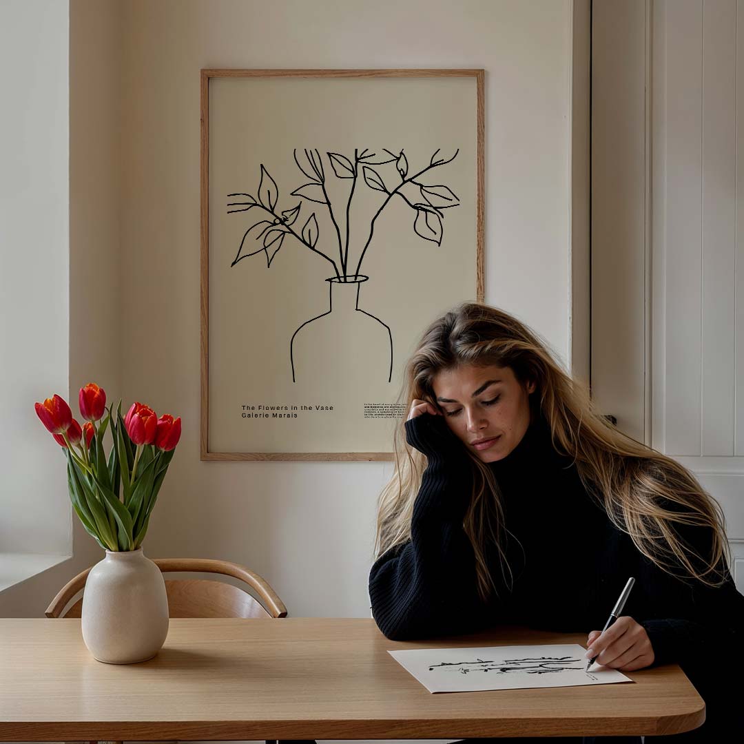 Minimalistische Bloemenvaas Poster-WallArtistic