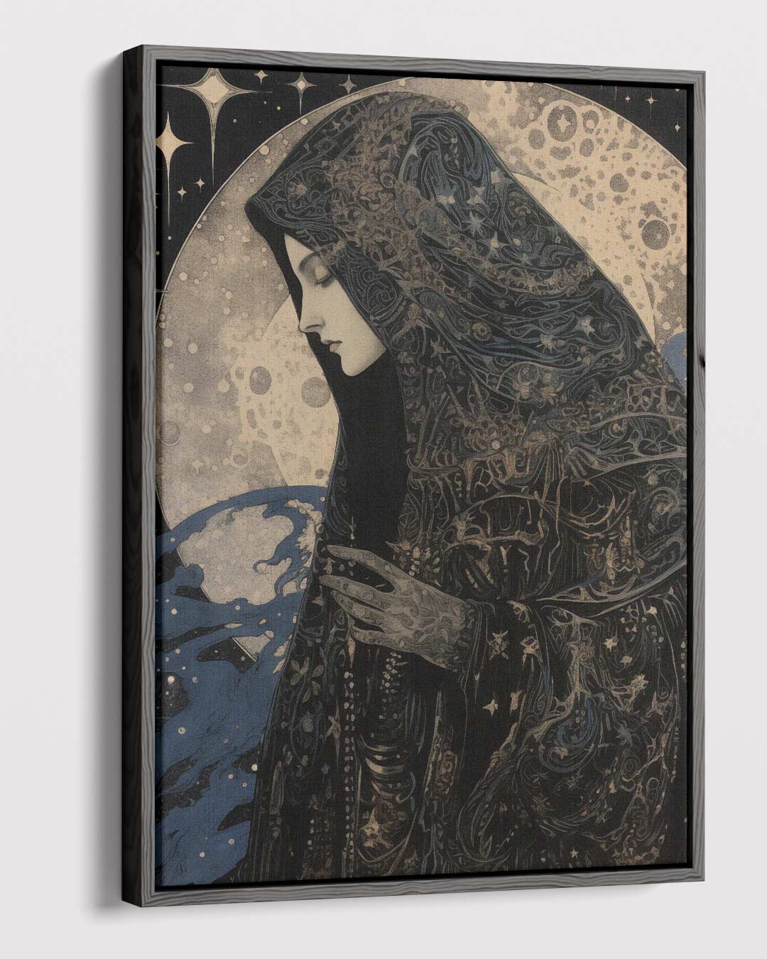 Mystieke Maan Beschouwer Kunstwerk-canvas-dibond-plexiglas-wanddecoratie-WallArtistic