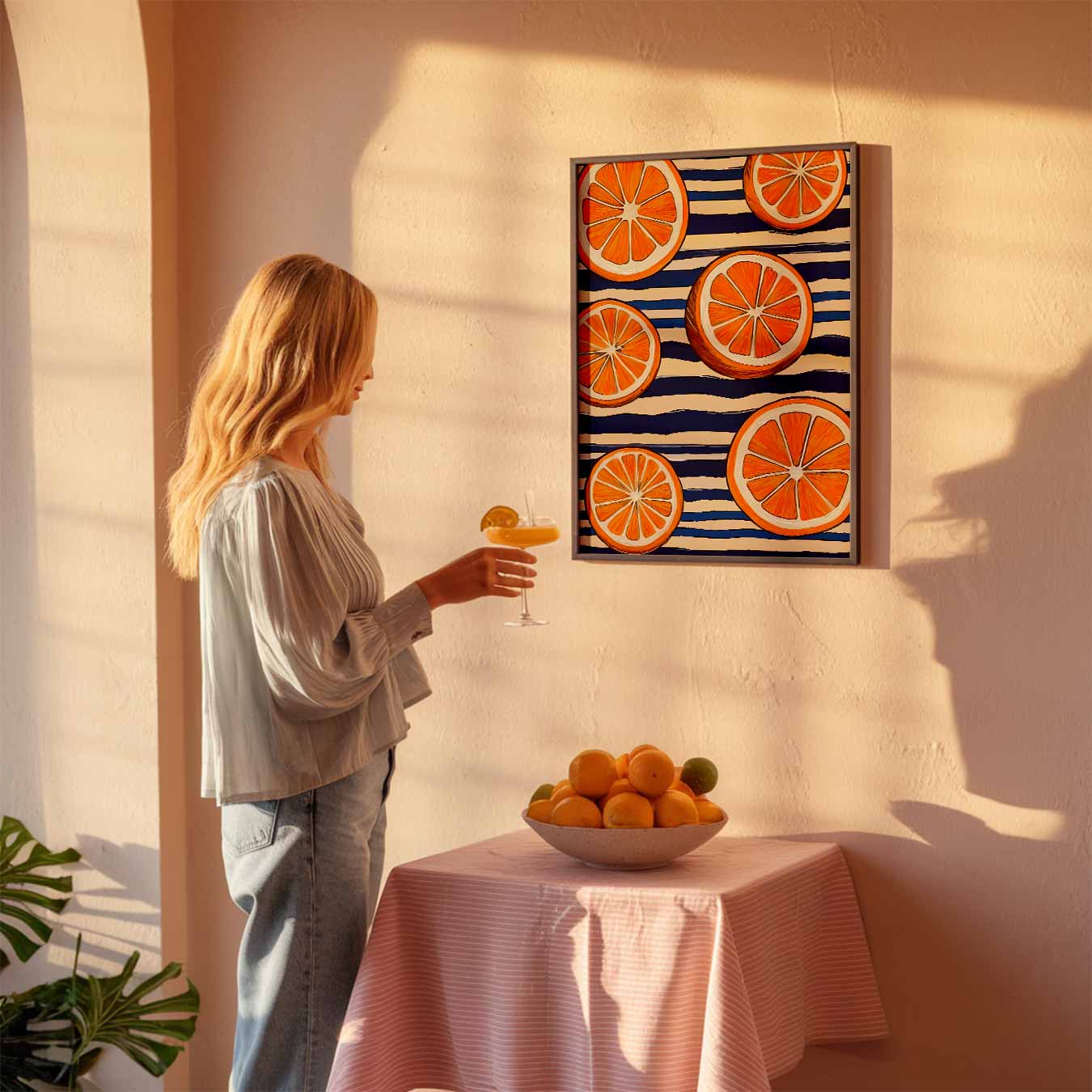Zomerse Sinaasappelstrepen Poster