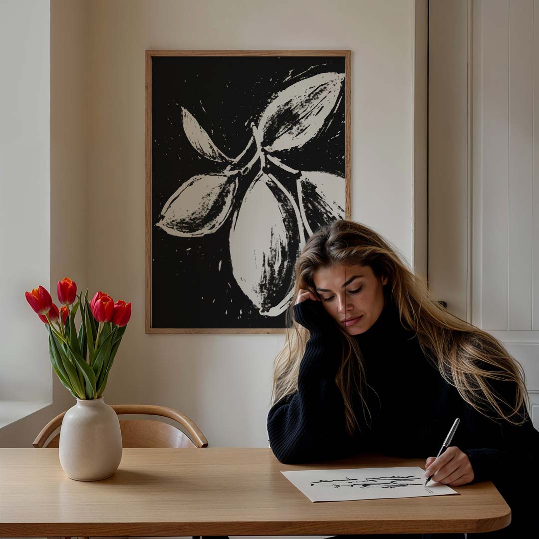 Botanische Abstractie in Zwart & Wit Poster-WallArtistic