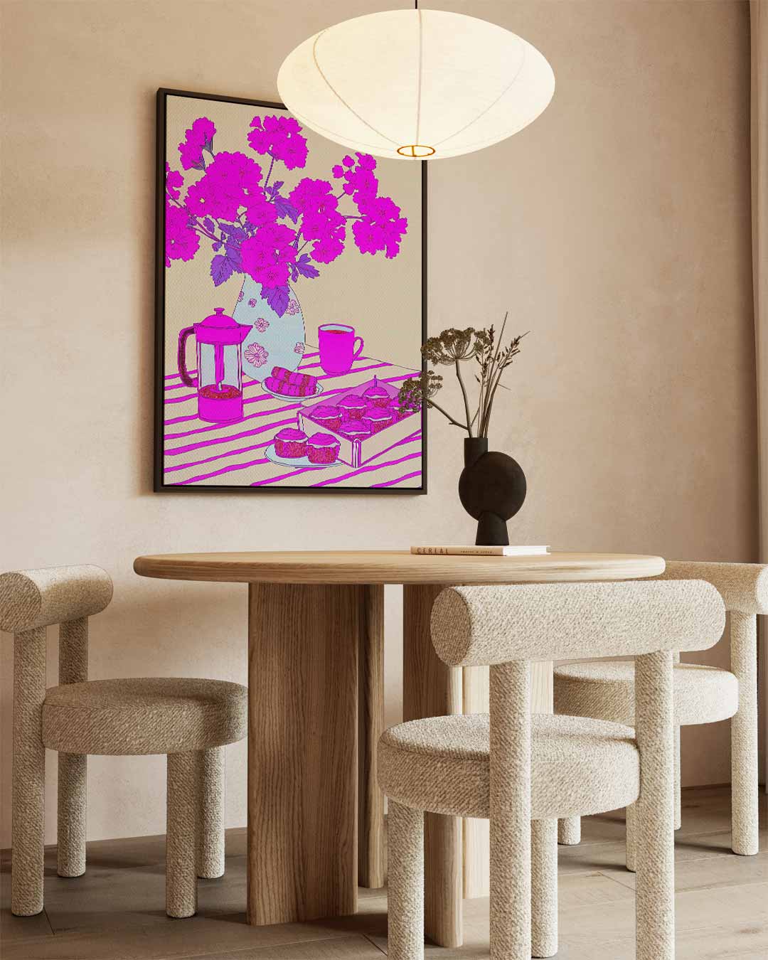 Bloemen en Gebak op Zonnige Ochtend Kunstwerk-canvas-dibond-plexiglas-wanddecoratie-WallArtistic