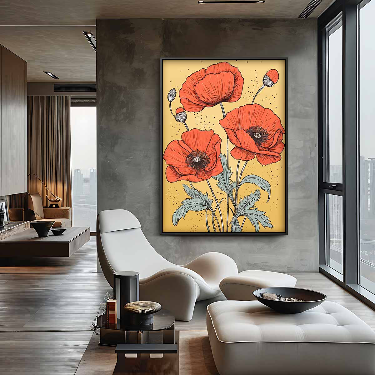 Vurige Klaprozen Kunstwerk-canvas-dibond-plexiglas-wanddecoratie-WallArtistic