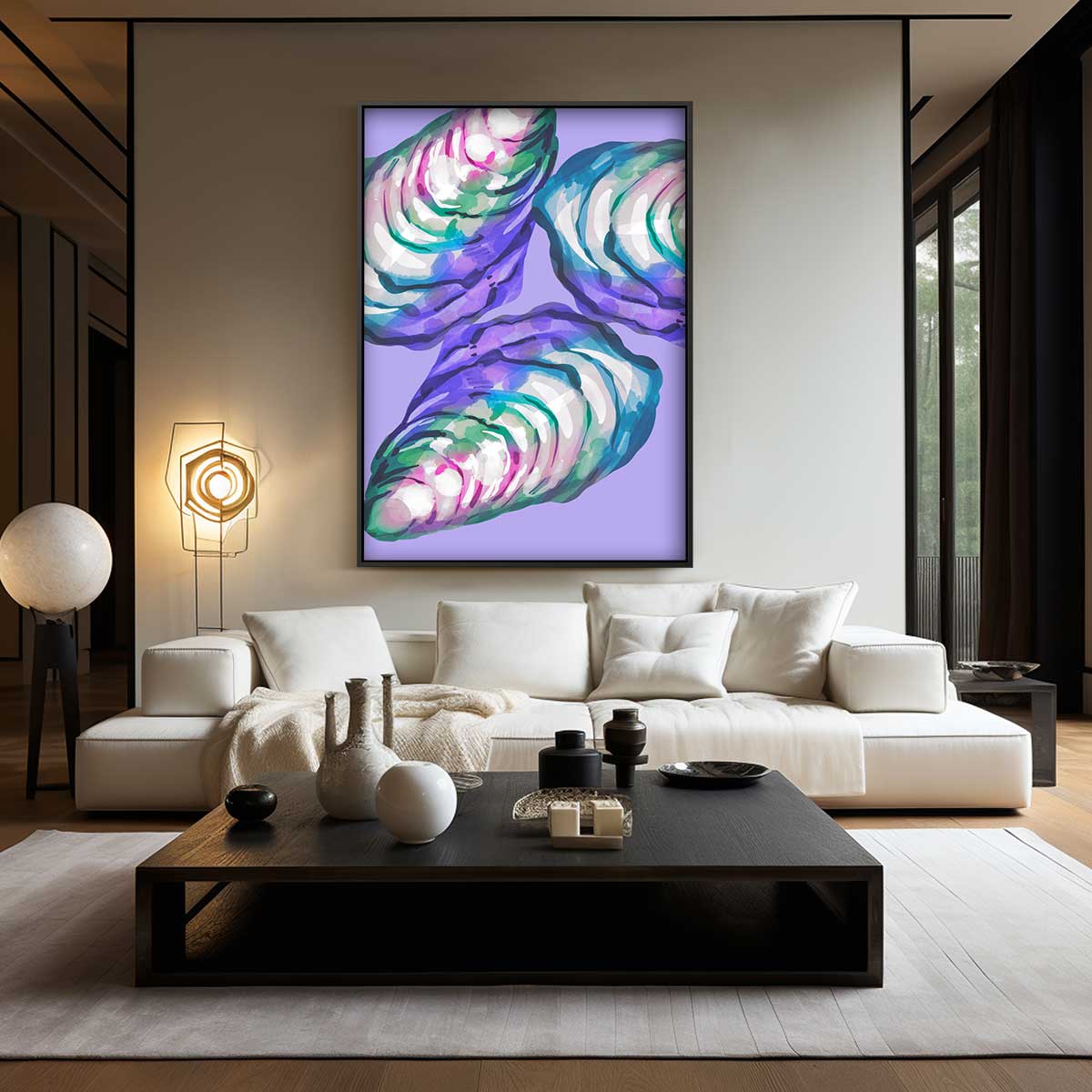 Kleurrijke Abstracte Oesters Kunstwerk-canvas-dibond-plexiglas-wanddecoratie-WallArtistic