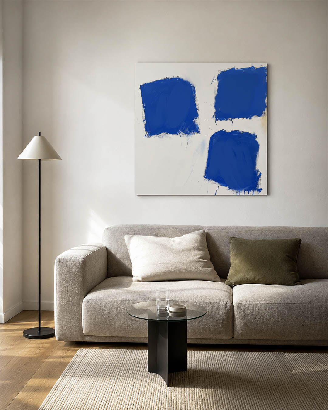 Dynamische blauwe vlakken Kunstwerk