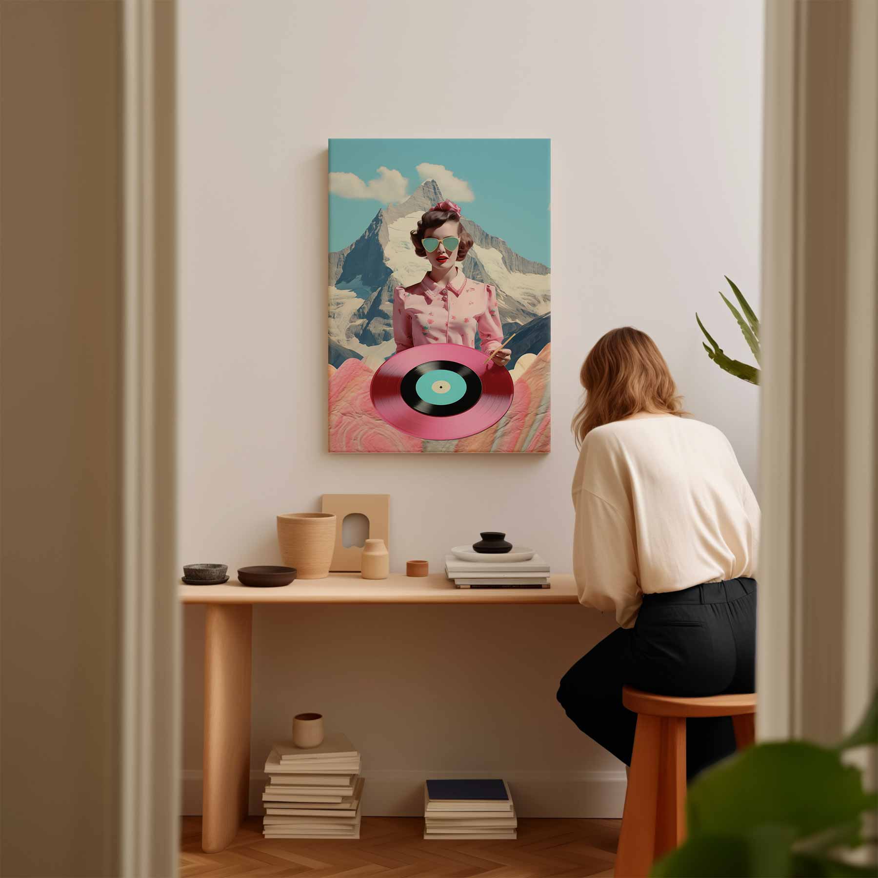 Retro Vinyl Bergen Kunstwerk-canvas-dibond-plexiglas-wanddecoratie-WallArtistic