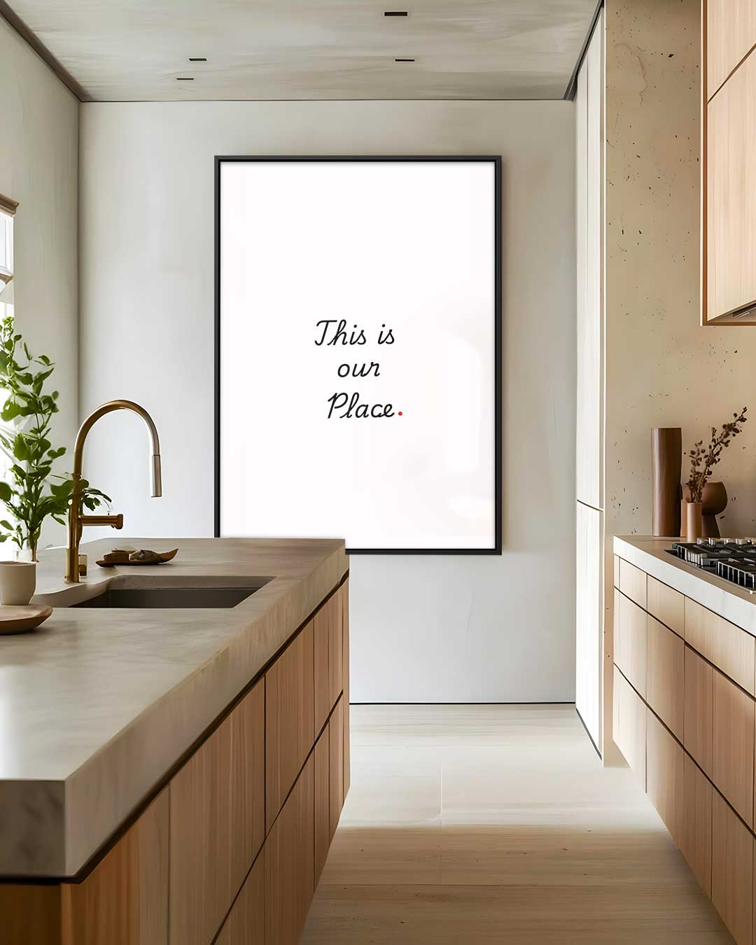 Inspirerende Wandtekst "Our Place Kunstwerk-canvas-dibond-plexiglas-wanddecoratie-WallArtistic