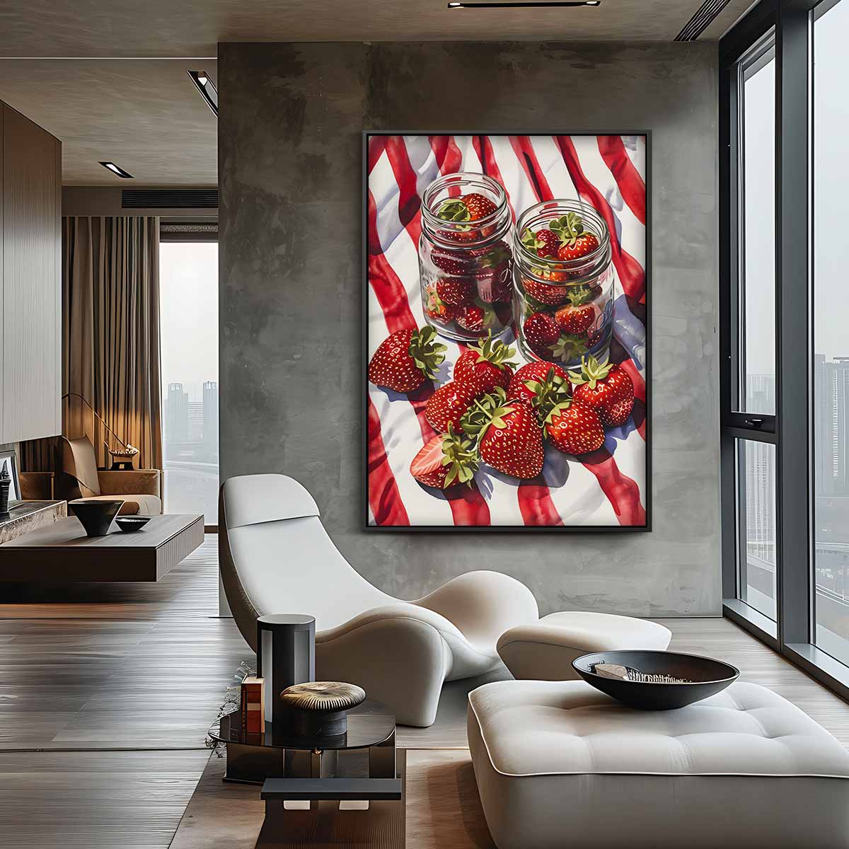 Aardbeien in Potten Schilderij Kunstwerk-canvas-dibond-plexiglas-wanddecoratie-WallArtistic