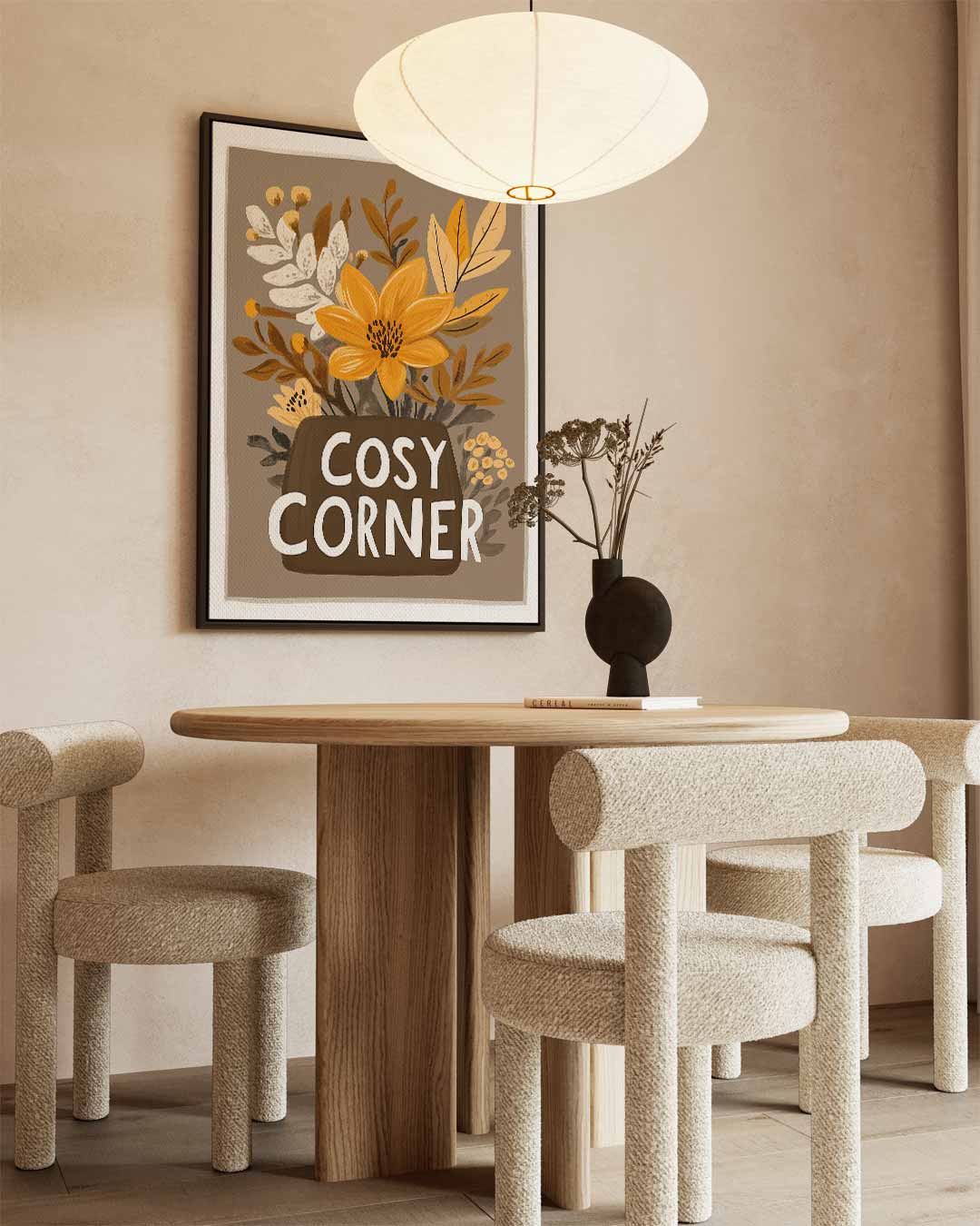 Cosy Corner Bloemenillustratie Kunstwerk-canvas-dibond-plexiglas-wanddecoratie-WallArtistic