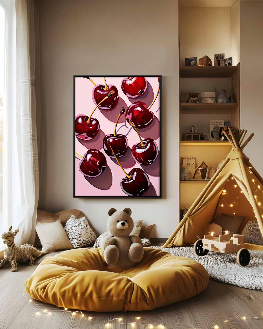 Glanzende Kersenpracht Kunstwerk-canvas-dibond-plexiglas-wanddecoratie-WallArtistic
