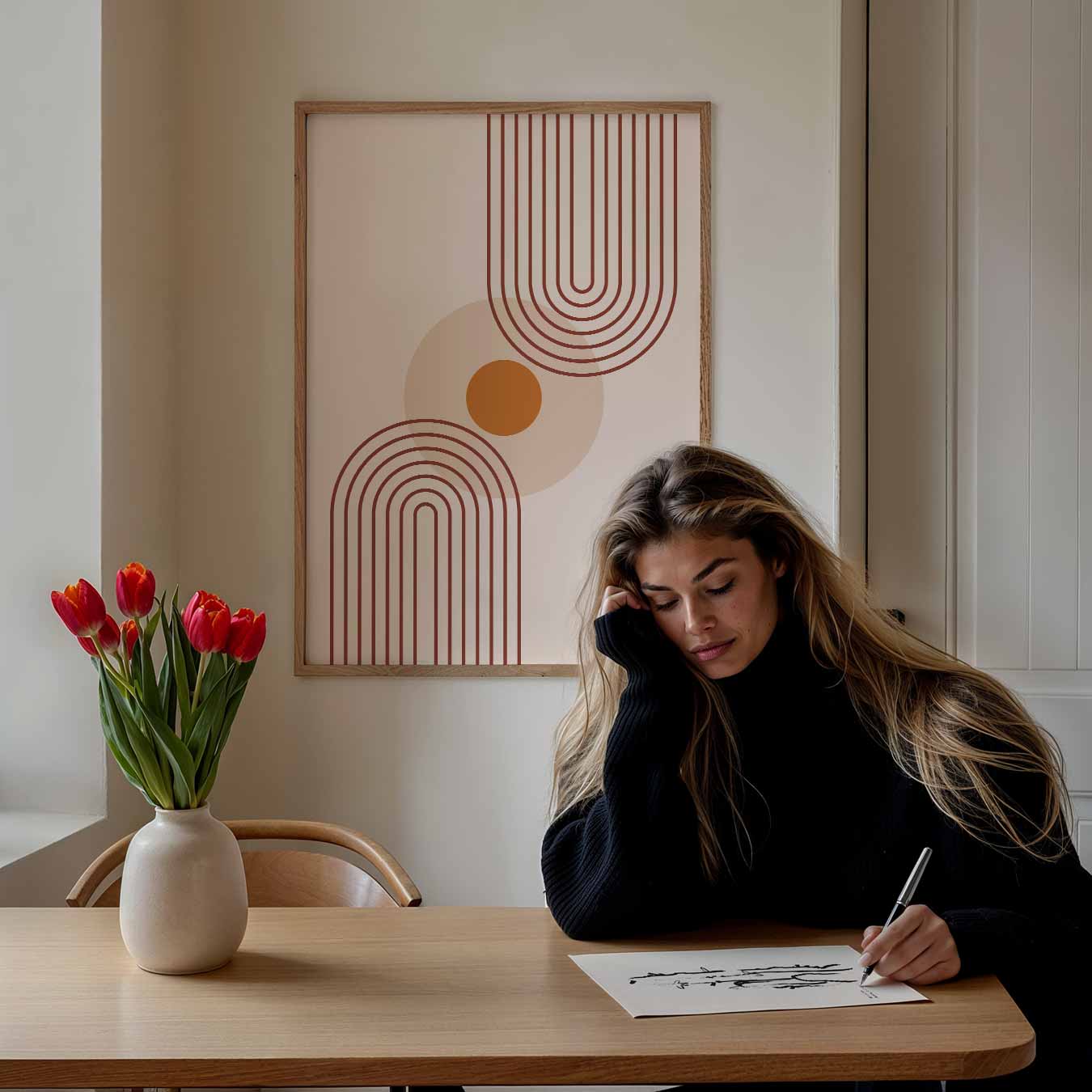 Minimalistische Retro Cirkel Poster-WallArtistic