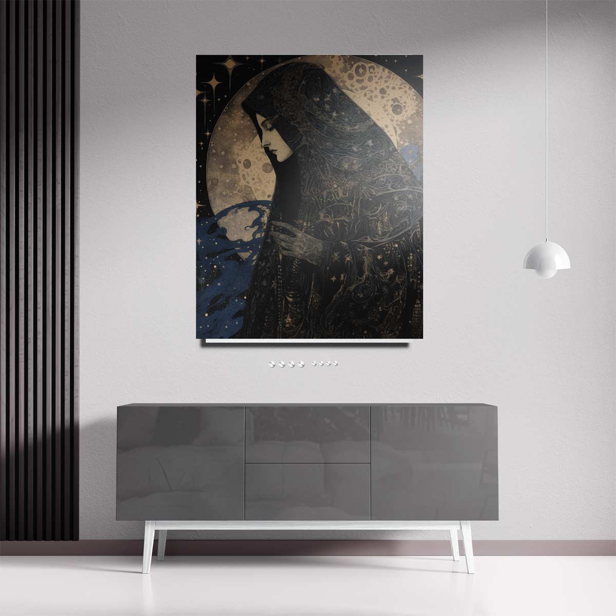 Mystieke Maan Beschouwer Kunstwerk-canvas-dibond-plexiglas-wanddecoratie-WallArtistic