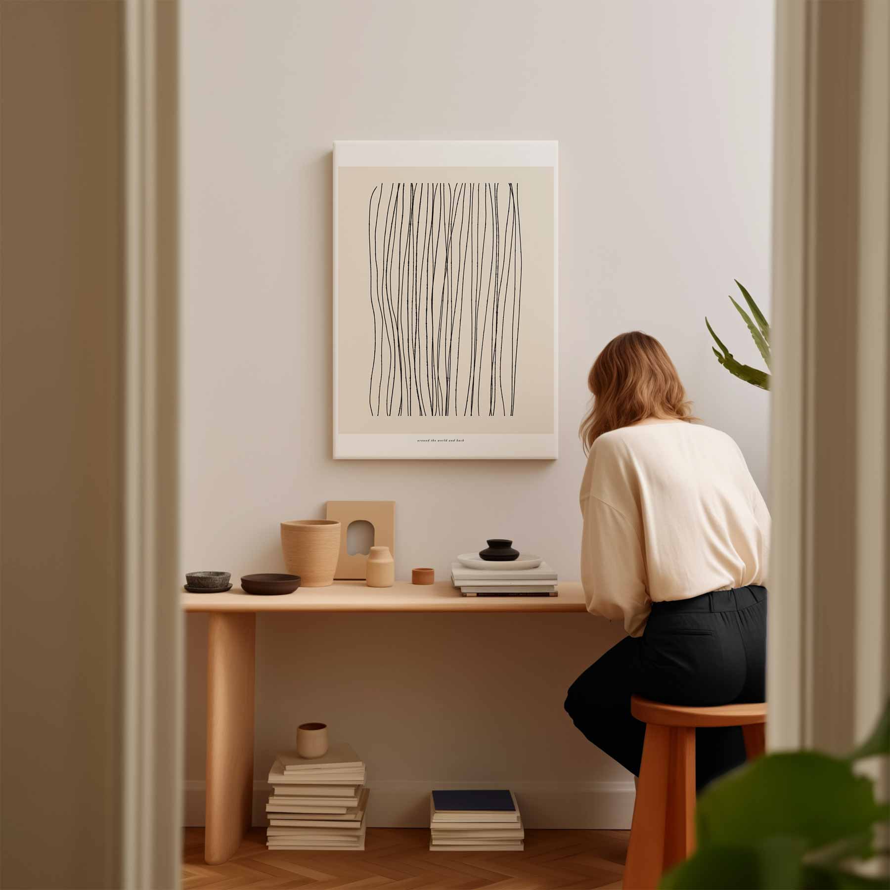 Minimalistische Lijnkunst Kunstwerk-canvas-dibond-plexiglas-wanddecoratie-WallArtistic