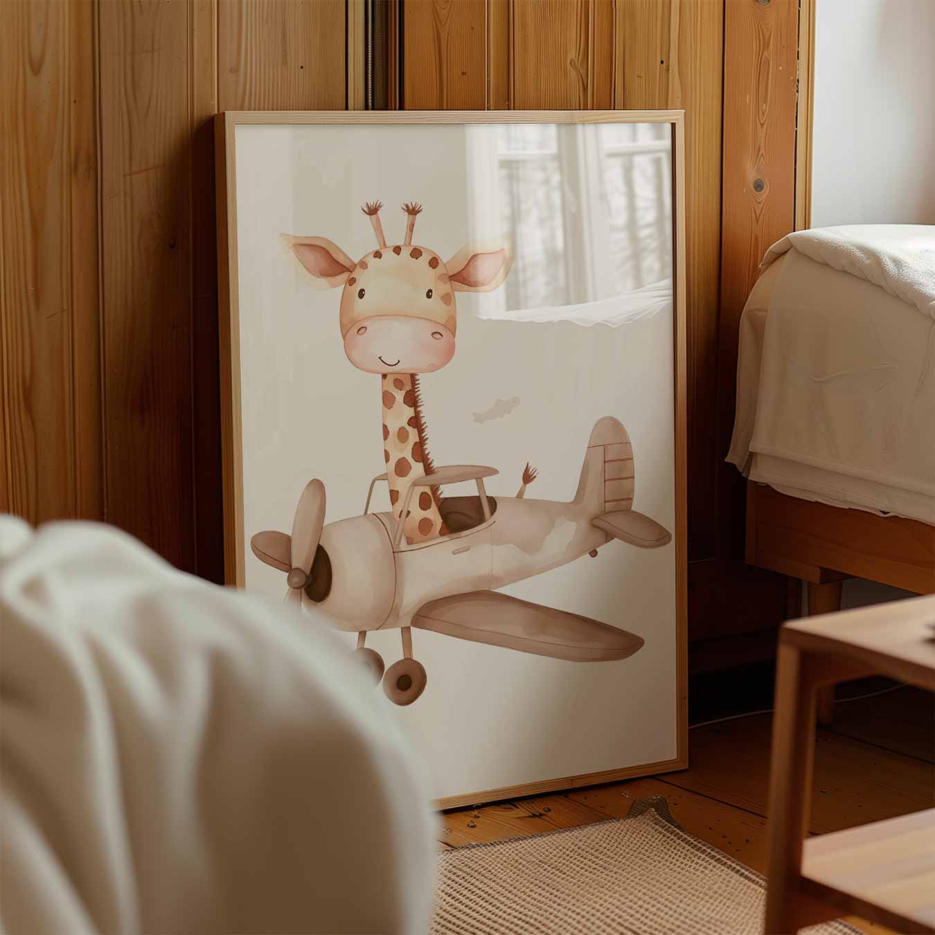 Luchtige Droomvlucht Giraffe Poster-WallArtistic