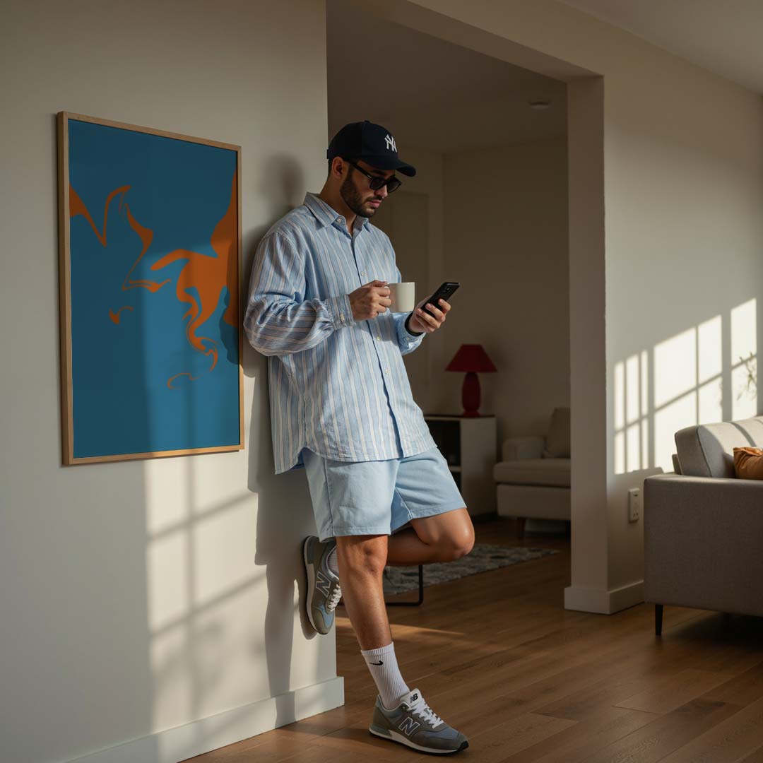 Abstracte Blauwe Vortex Poster-WallArtistic