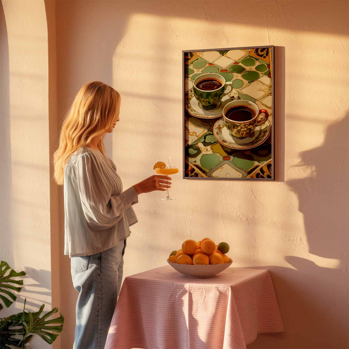 Kleurrijke Koffie Momenten Poster-WallArtistic