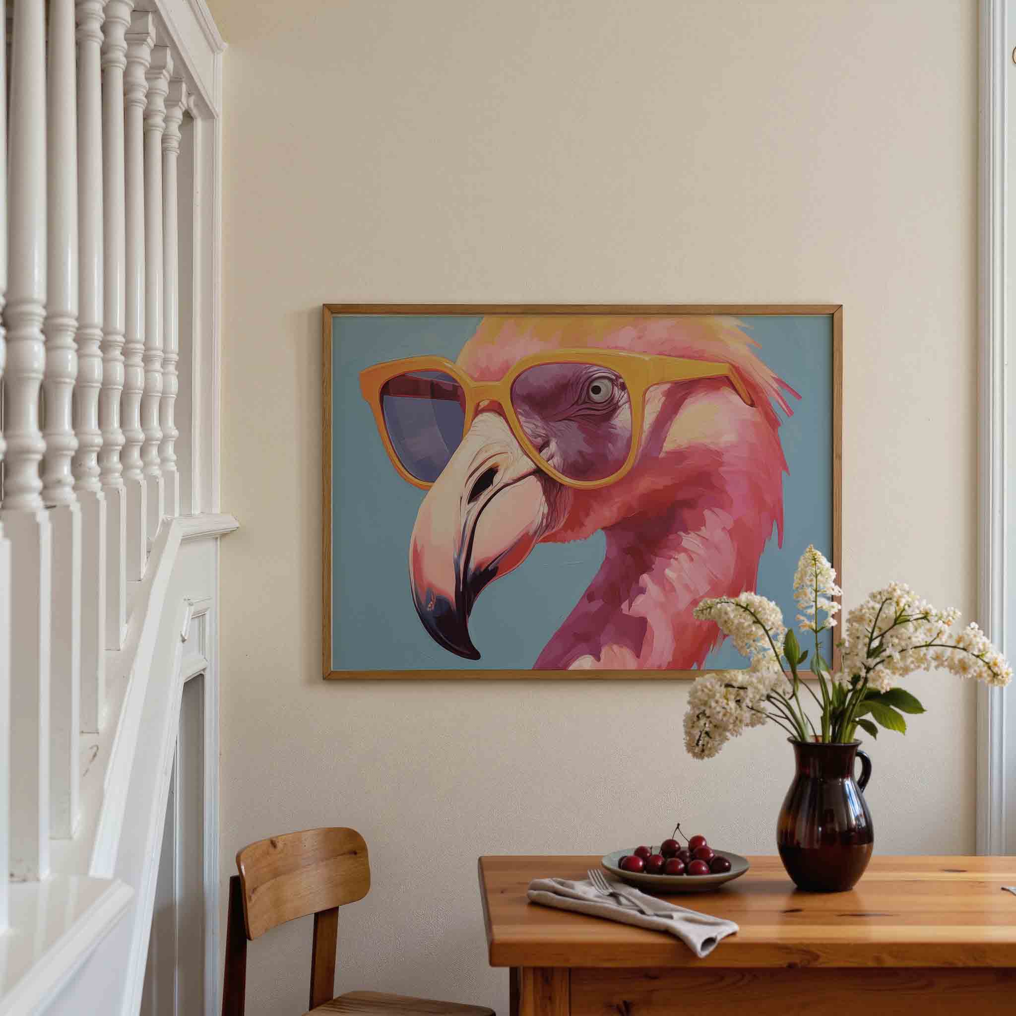 Flamingo met zonnebril Poster