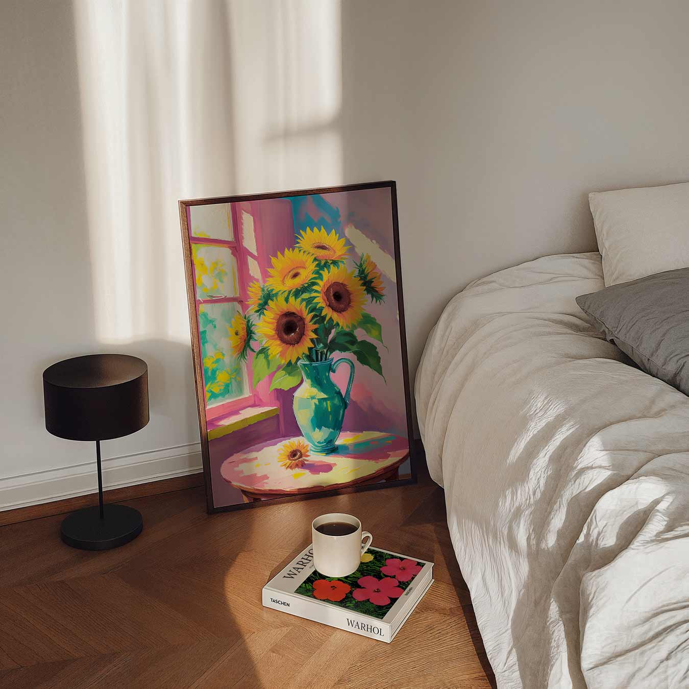 Zonnige Zonnebloemen in Vaas Poster-WallArtistic