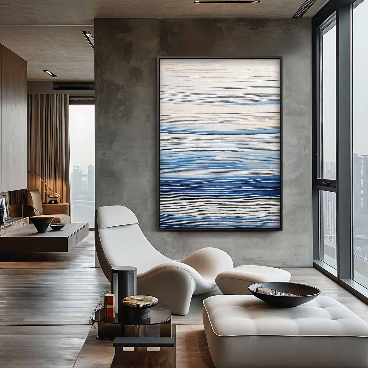 Rustgevende Golfstrepen Kunstwerk-canvas-dibond-plexiglas-wanddecoratie-WallArtistic