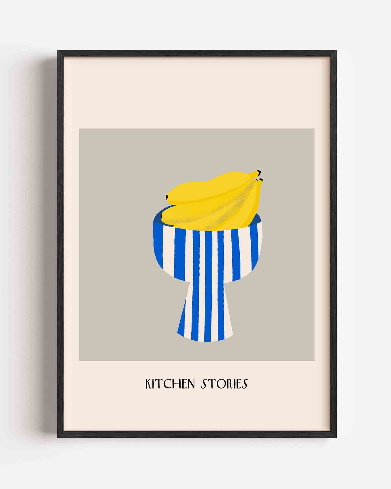 Bananen in gestreepte schaal Poster