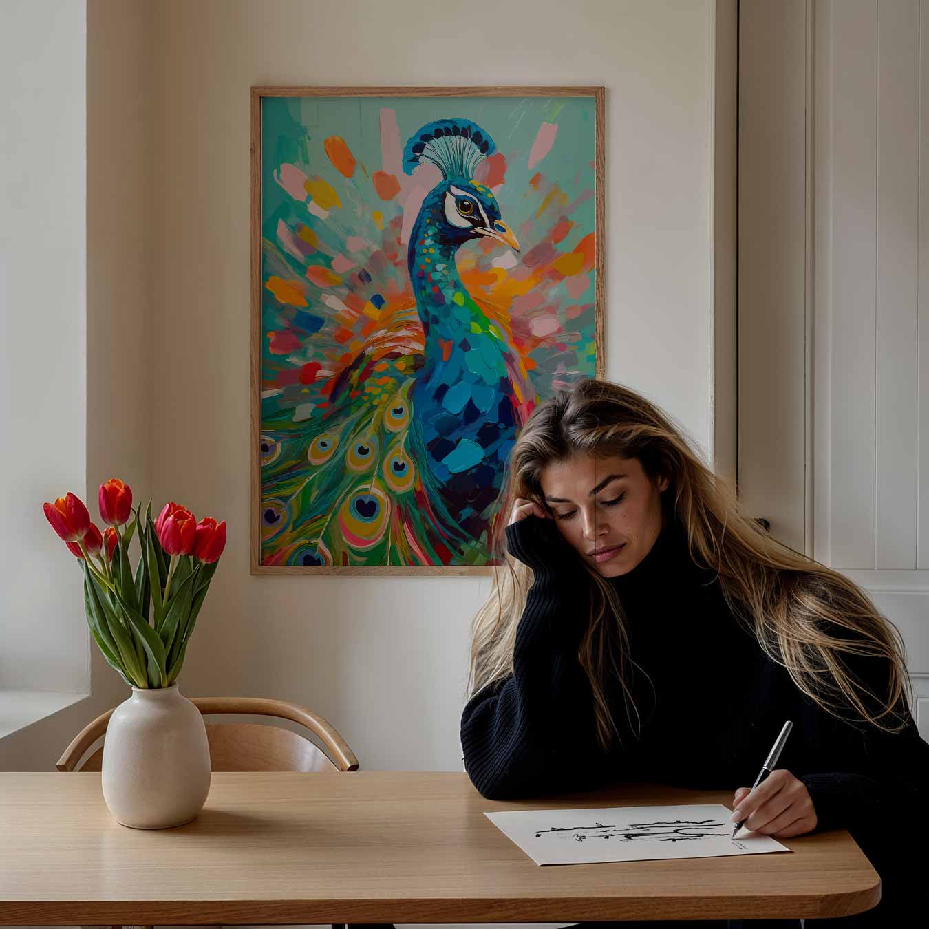 Kleurrijke Pauw Kunstposter