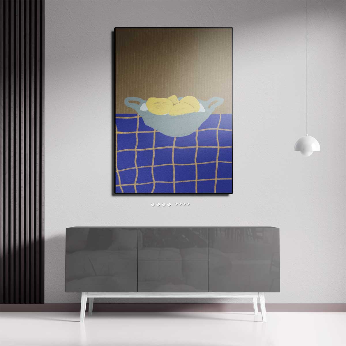 Citroenen in een Blauwe Kamer Kunstwerk-canvas-dibond-plexiglas-wanddecoratie-WallArtistic