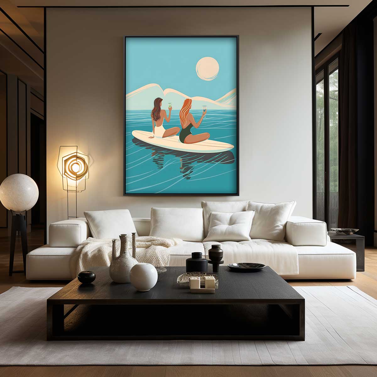 Zonsondergang op het Water Kunstwerk-canvas-dibond-plexiglas-wanddecoratie-WallArtistic