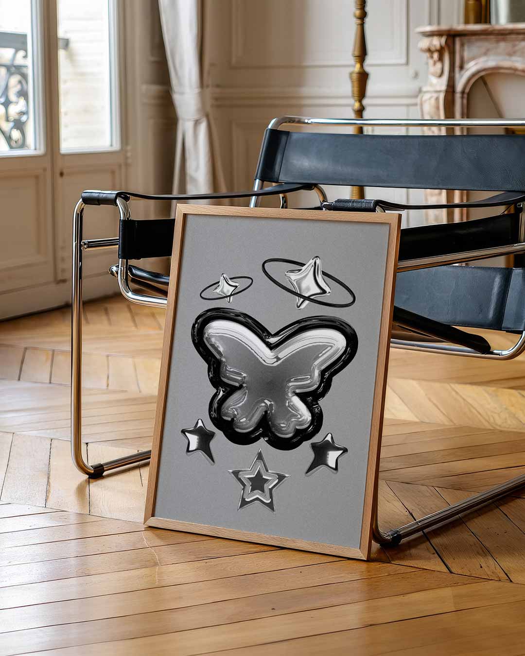 Stijlvolle Vlinder en Sterren Poster