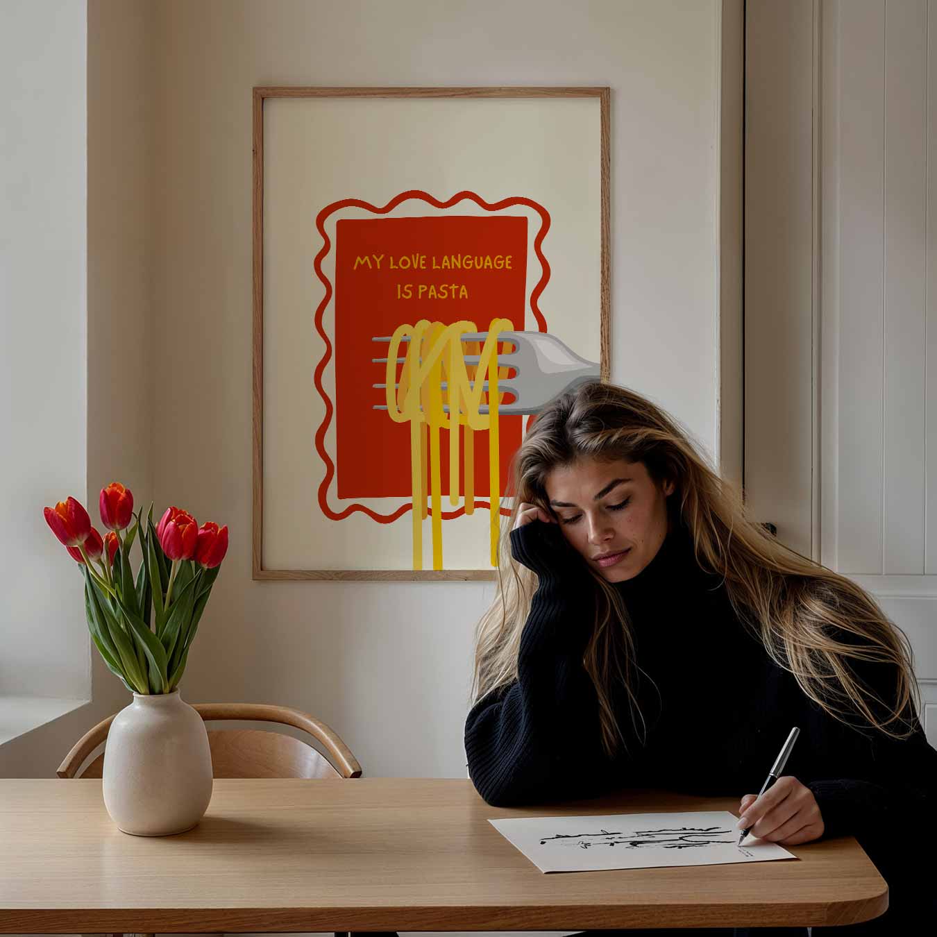 Pasta Liefde Taalposter-WallArtistic