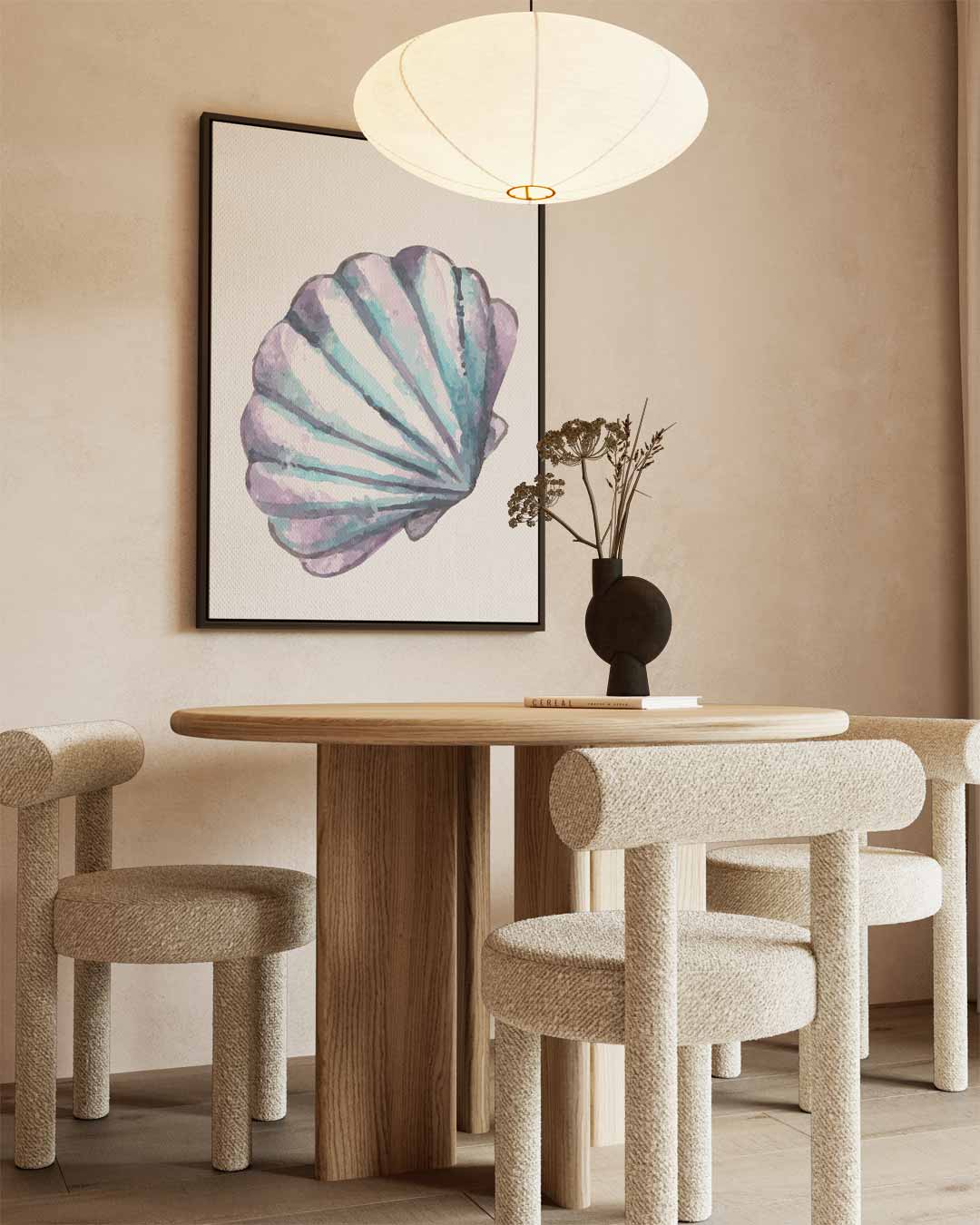 Schelp in Aquarel Kunstwerk-canvas-dibond-plexiglas-wanddecoratie-WallArtistic