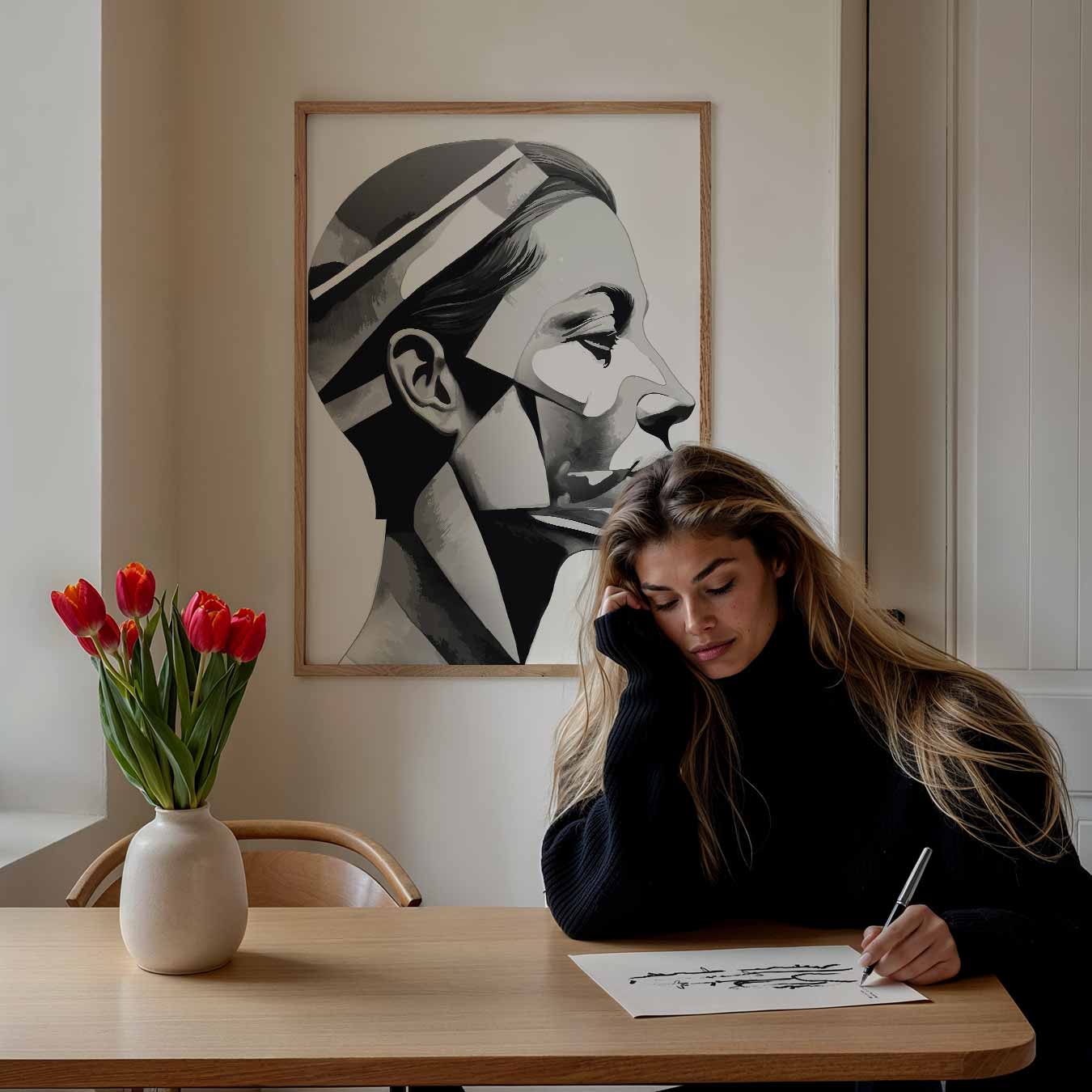 Abstracte Vrouwelijke Portretposter-WallArtistic