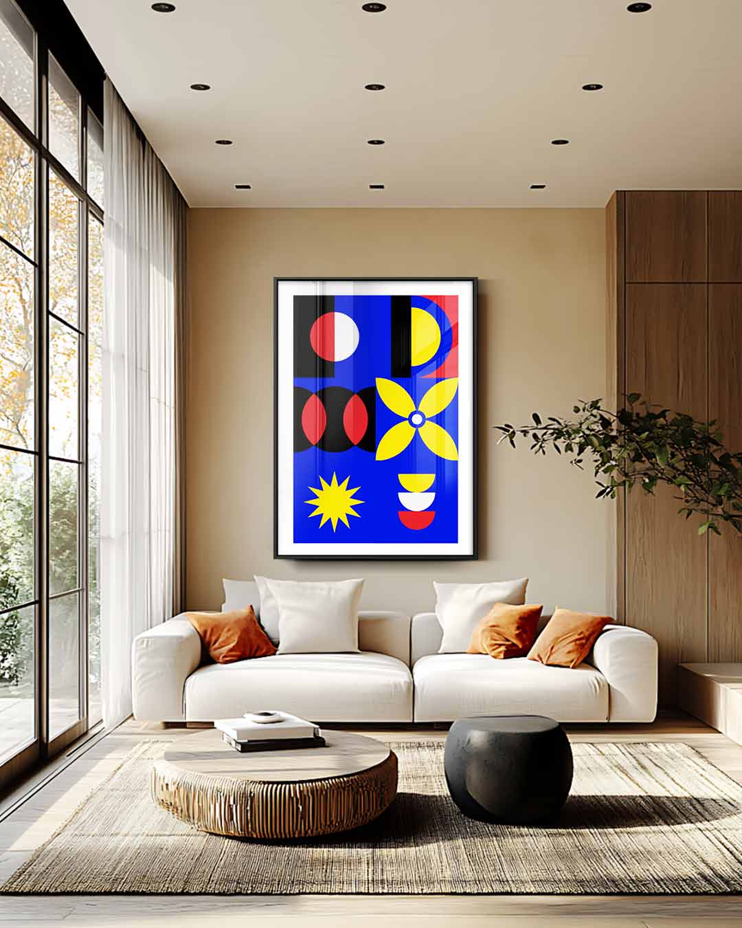 Kleurrijke Geometrische Compositie Kunstwerk-canvas-dibond-plexiglas-wanddecoratie-WallArtistic