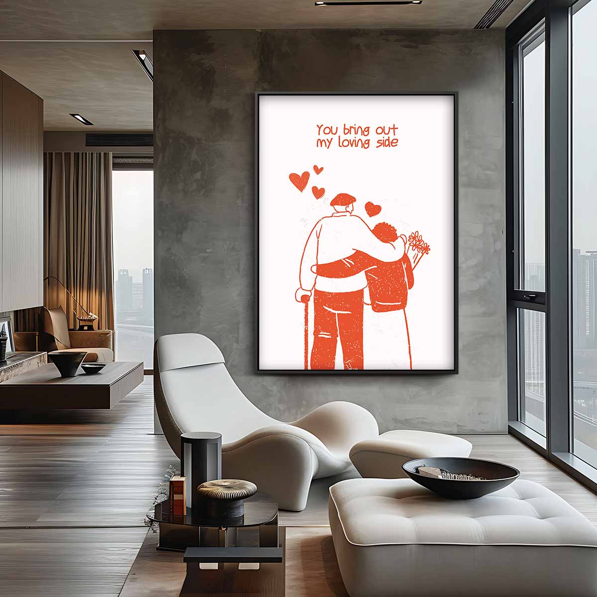 Liefdevolle Omarming Illustratie Kunstwerk-canvas-dibond-plexiglas-wanddecoratie-WallArtistic