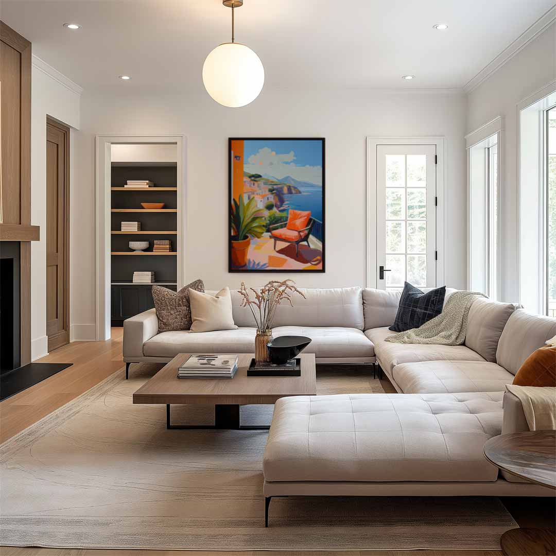 Zonnige Veranda aan Zee Kunstwerk-canvas-dibond-plexiglas-wanddecoratie-WallArtistic
