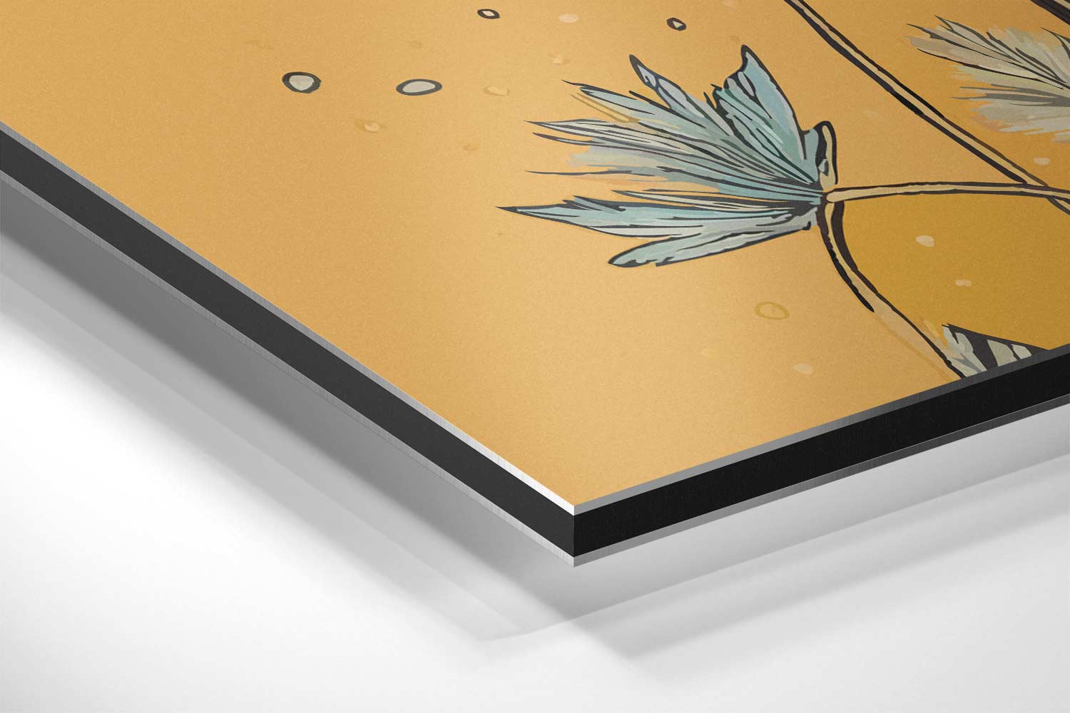 Vrolijke Klaprozen op Gouden Achtergrond Kunstwerk-canvas-dibond-plexiglas-wanddecoratie-WallArtistic