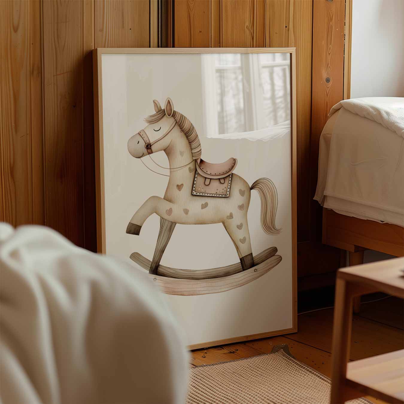 Dromerige Houten Hobbelpaard Poster-WallArtistic
