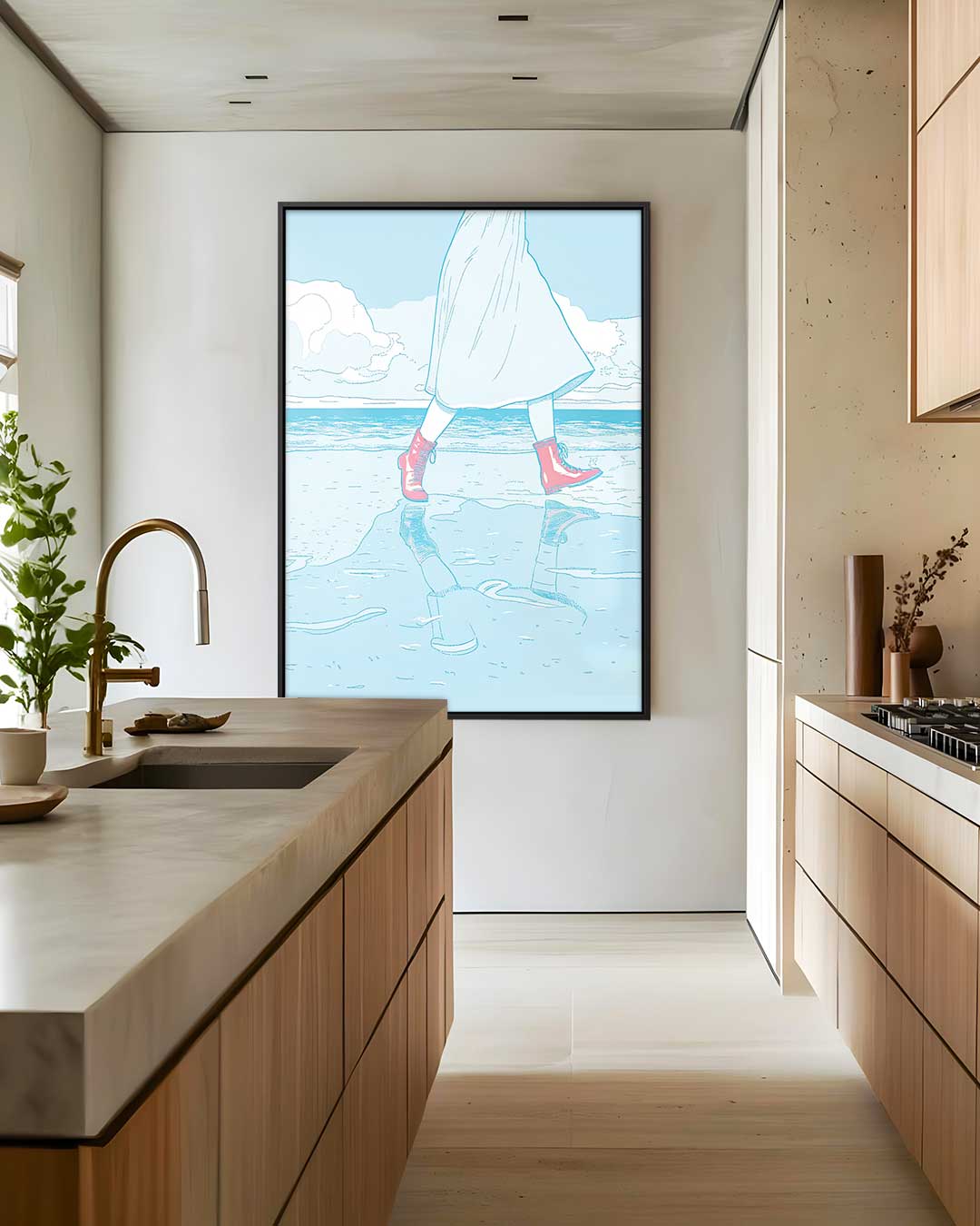 Roodlaarsjes aan Zee Kunstwerk-canvas-dibond-plexiglas-wanddecoratie-WallArtistic