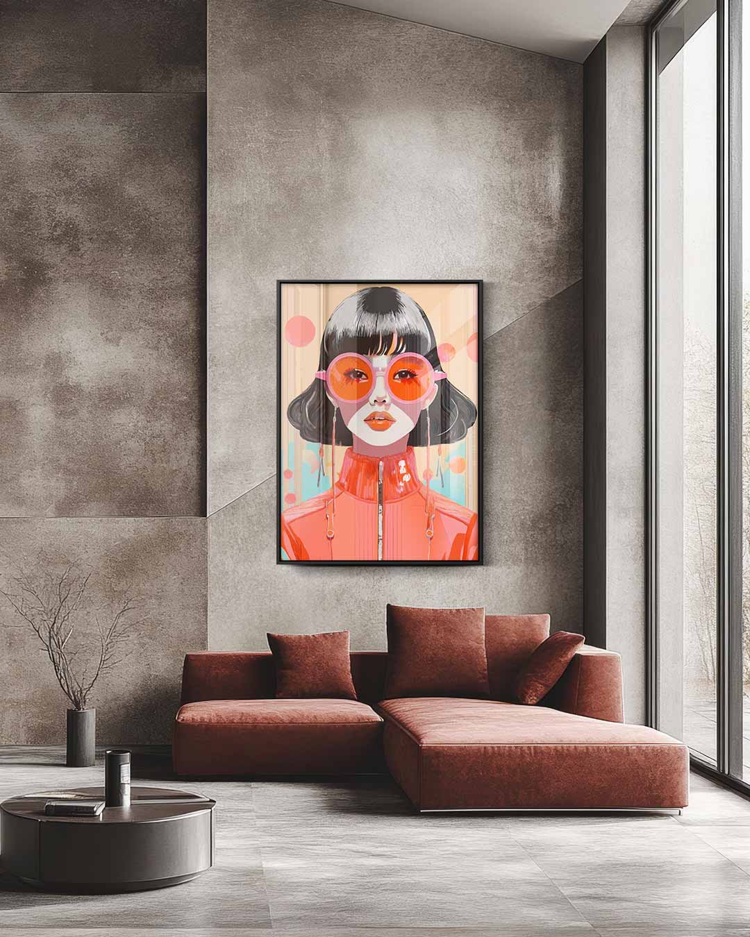 Retro Pop Art Portret Kunstwerk-canvas-dibond-plexiglas-wanddecoratie-WallArtistic