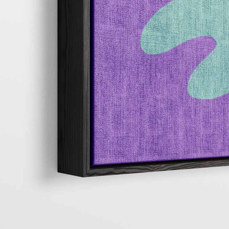 Abstracte Blauwe Vormen op Paars Kunstwerk-canvas-dibond-plexiglas-wanddecoratie-WallArtistic