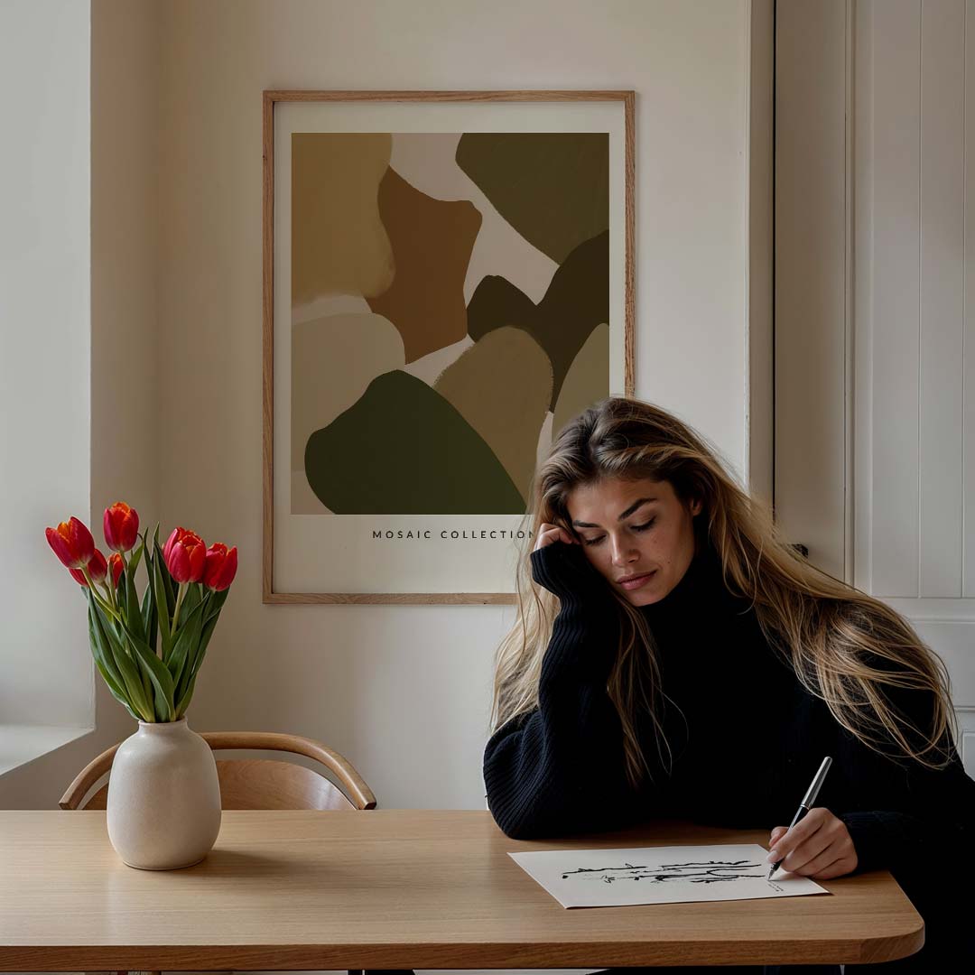 Abstracte Aardetinten Mozaïek Poster-WallArtistic