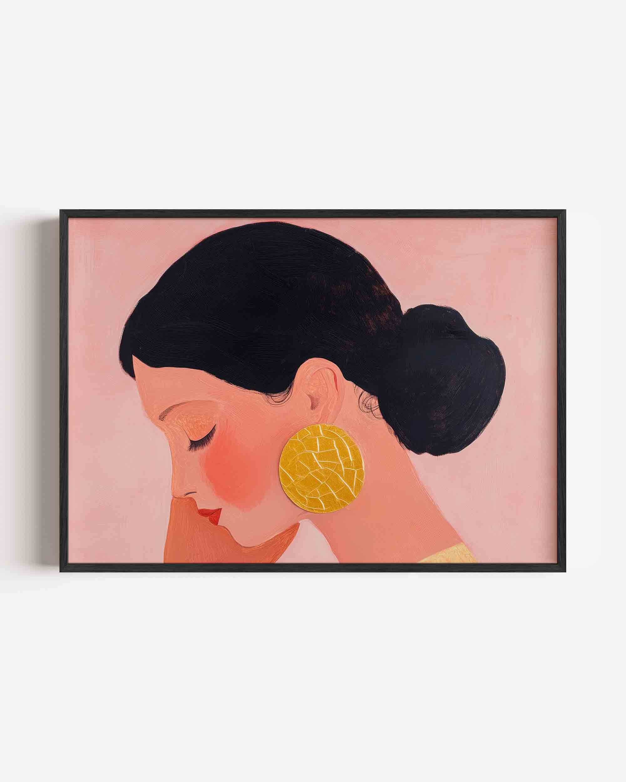Vrouw met gouden oorbel Poster
