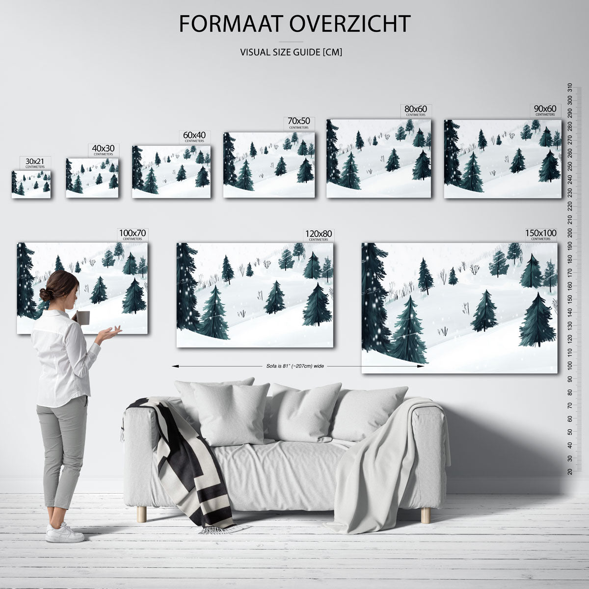 Winterlandschap met dennenbomen Poster