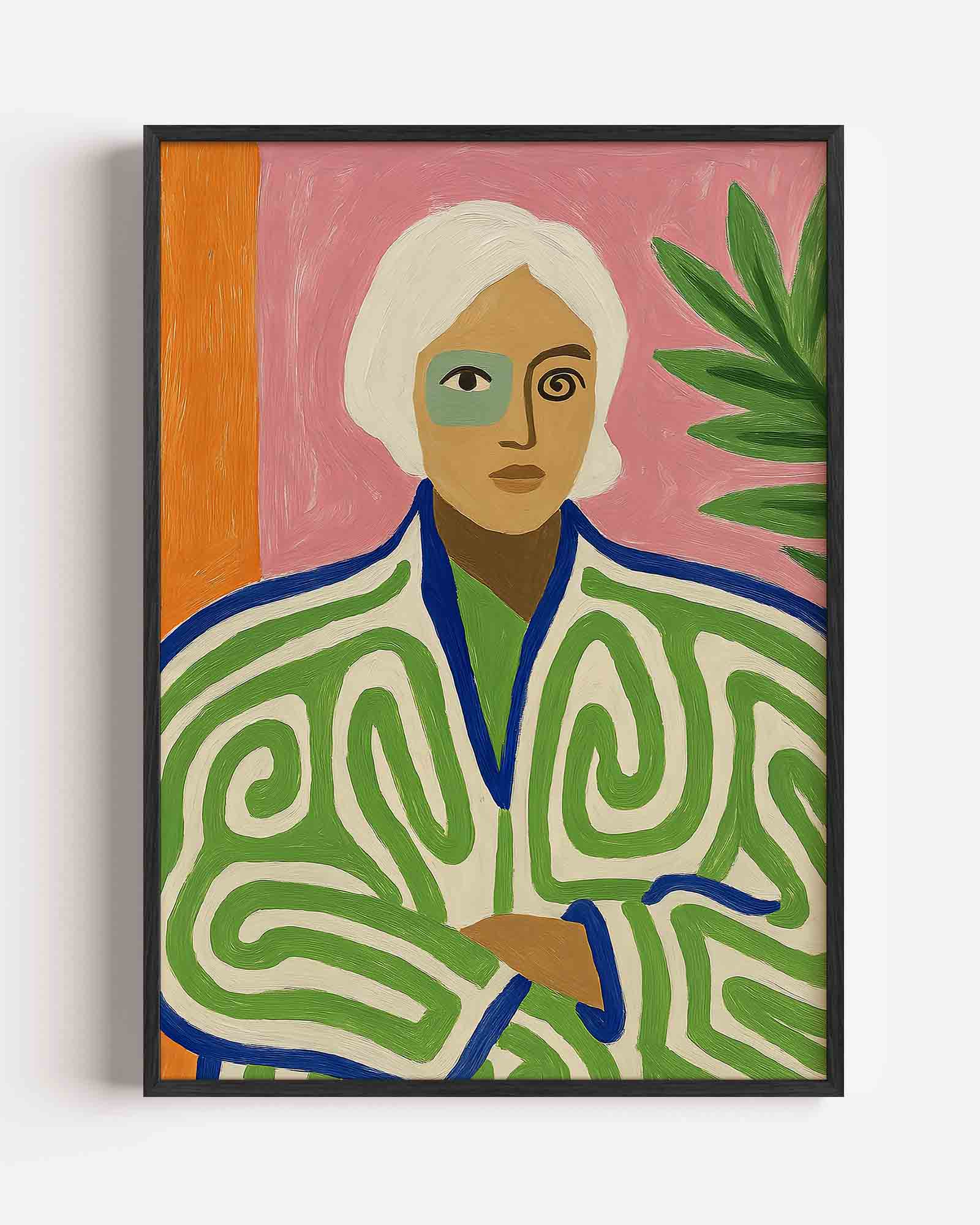 Portret met groene patronen Poster