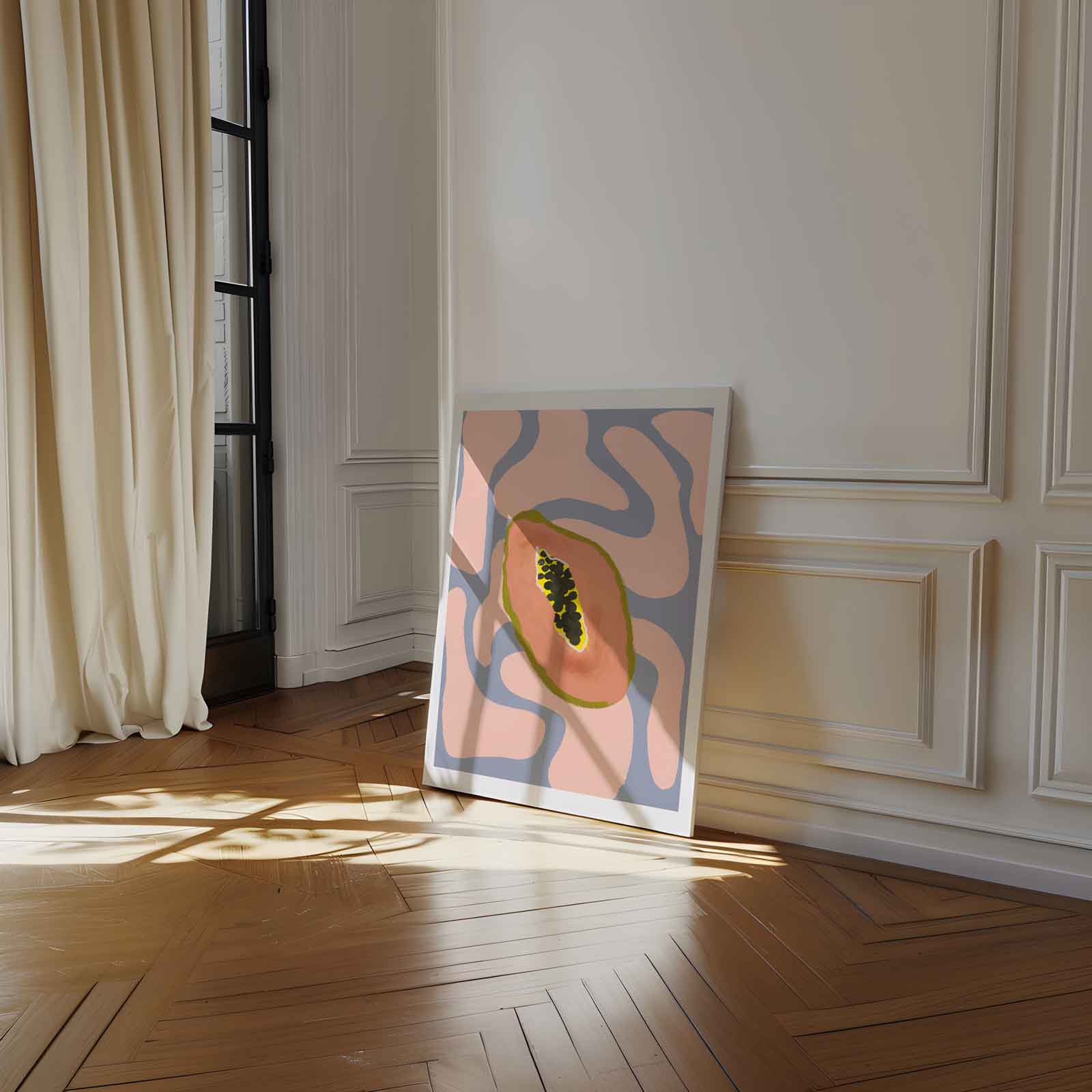 Kleurrijke Papaya Droom Kunstwerk-canvas-dibond-plexiglas-wanddecoratie-WallArtistic