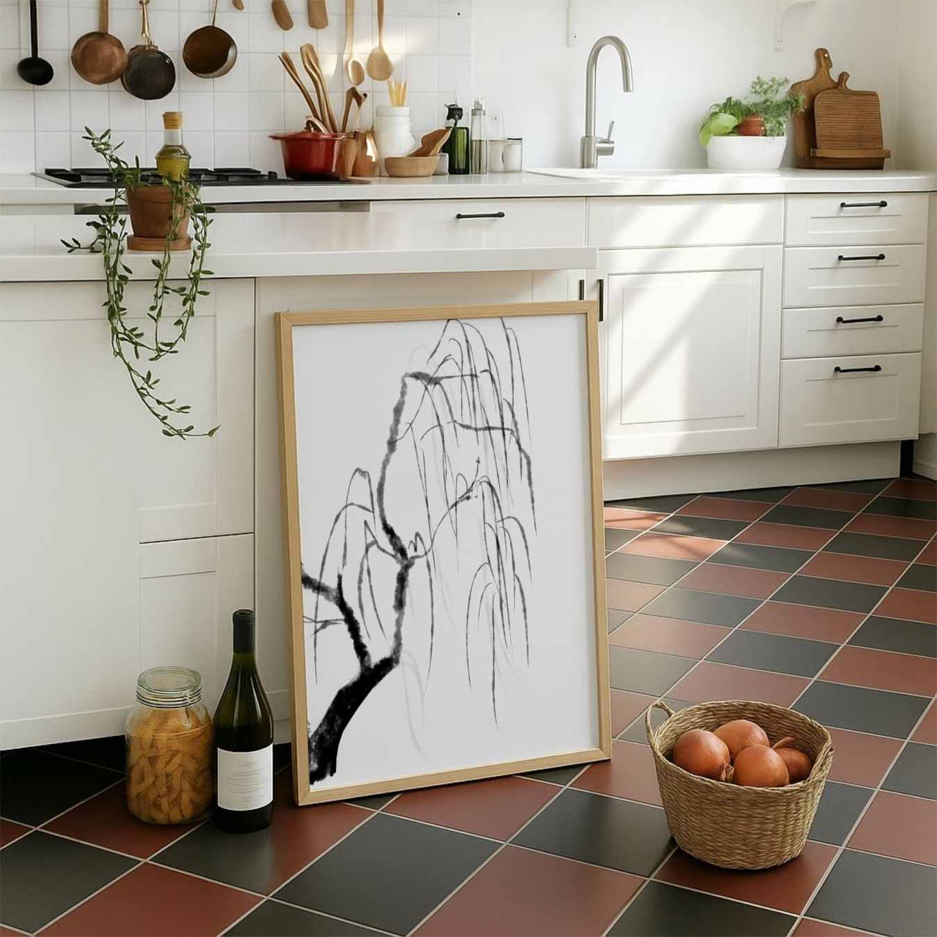 Elegante Zwart-witte Wilgentak Poster-WallArtistic